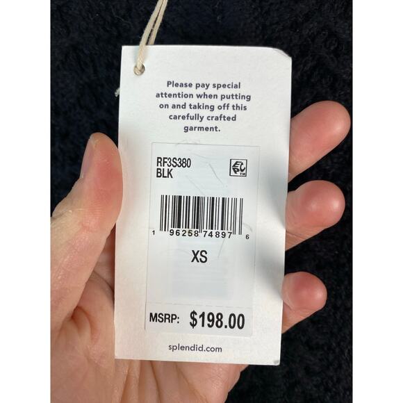 NWT Splendid Women's XS Black Wool Blend Cable Knit Pullover Sweater - Picture 3 of 7